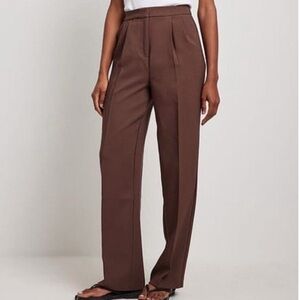 NA-KD Women High Waist Deep Pleated Suit Trousers Burnt Orange Size 40 US 10